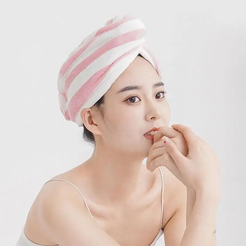 

Hair Stripes Dry Quick Drying Lady Bath Towel Magic Woman Turban Bath Bathing Shower Wrap Towel Microfiber Accessories P4w3