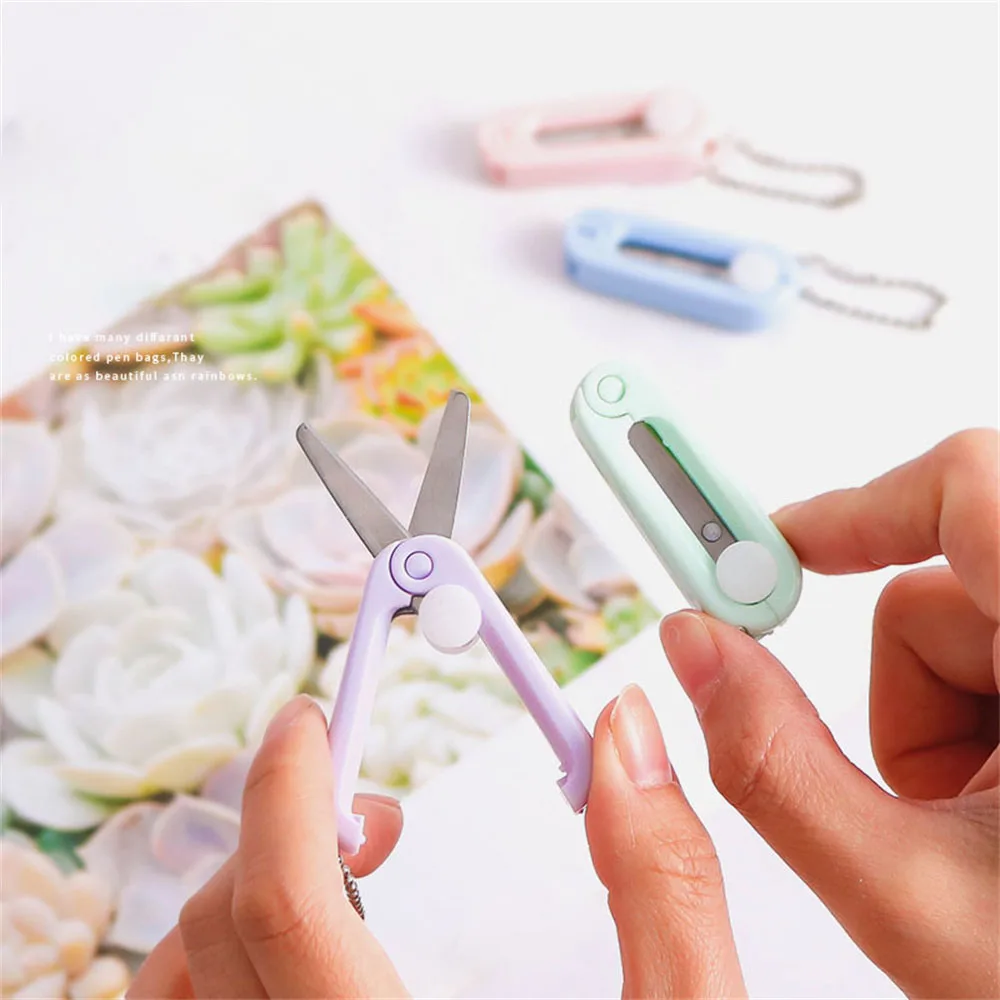 

Morandi Portable Mini Scissors Cute DIY Scrapbooking Retractable Folding Utility Knife Multifunctional Safe Mini Scissors
