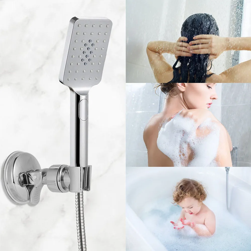 

Universal Adjustable Hand Shower Holder With Suction Cup Without Punching 360 Rotation Chrome Plating Bathroom Accessories
