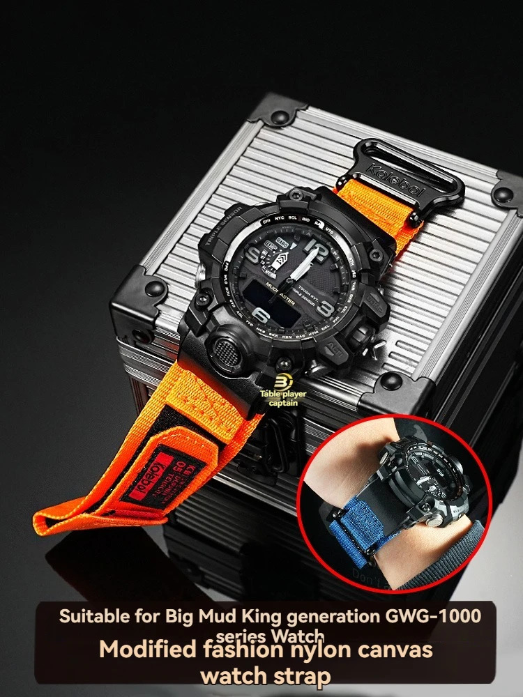 Фото Модернизированный нейлоновый ремешок на липучке для Casio G-SHOCK GWG-1000 Mudmaster 5463, мужские водонепроницаемые противоударные аксессуары для часов №1