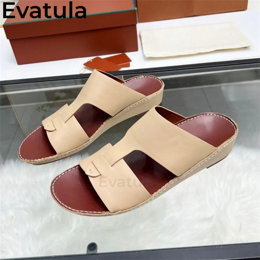 Мужские круглые тапочки на плоской подошве с открытым носком повседневные