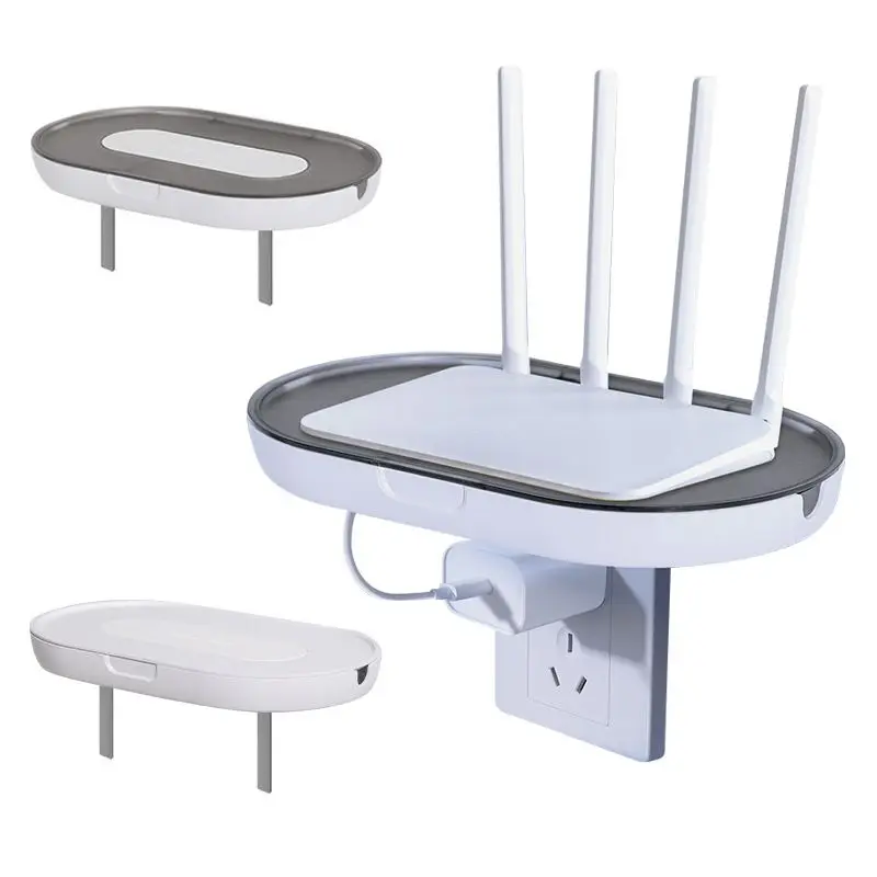

Punch-Free Router Storage Rack Shelf Wall Socket Bracket Power Outlet Placement Holder Cable Organizer for Living Room Office