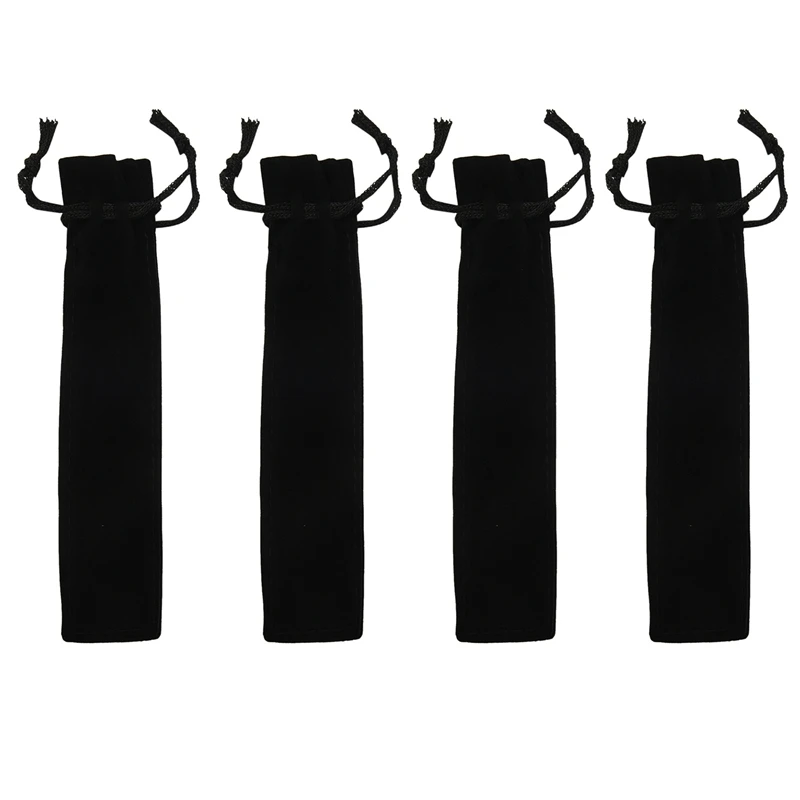 

200 Pcs Black Velvet Pen Pouch Sleeve Holder Single Pen Bag Case Pencil Bag