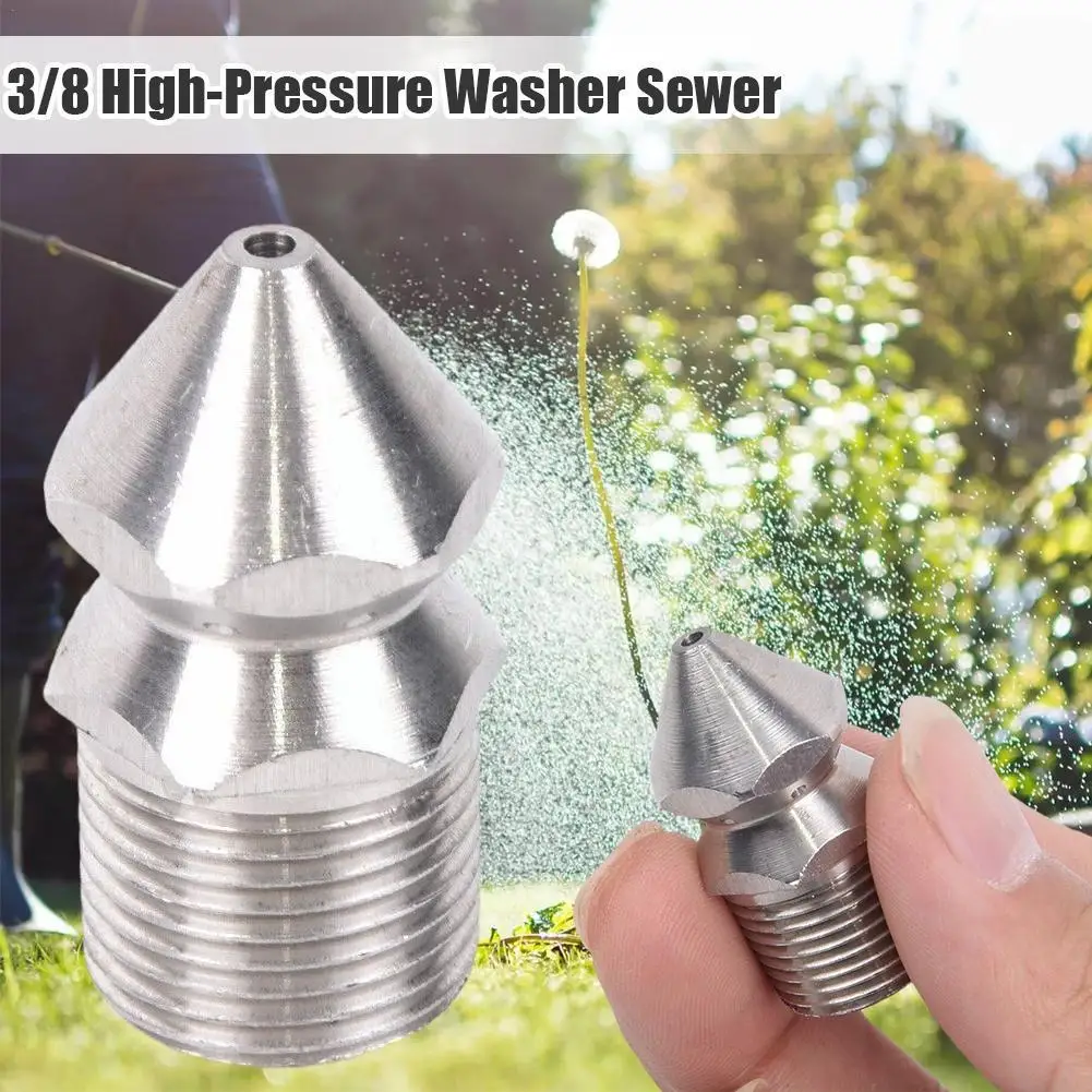 

Дренажная насадка для мойки высокого давления, насадка для очистки канализации из нержавеющей стали, 3/8 дюйма, Мужская струйная очистка, 9 4,5 вращающаяся стальная насадка D2L2