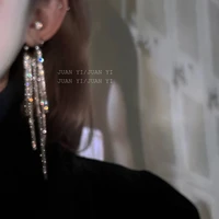 european and american shiny diamond studded tassel earrings earrings womens light luxury design earrings cold wind earrings