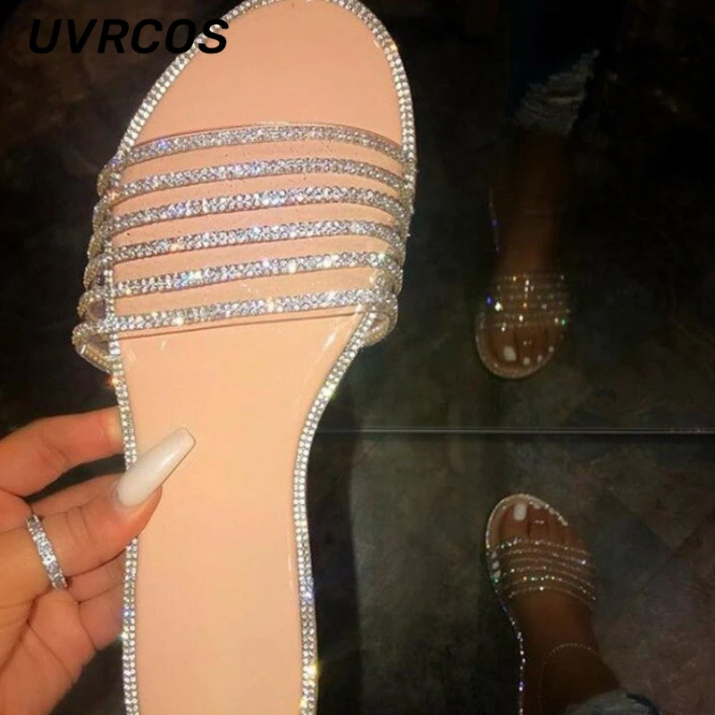

Slippers Transparent Flat Solid Color Hollow Breathable Mesh 2022 Summer New Women Sandals