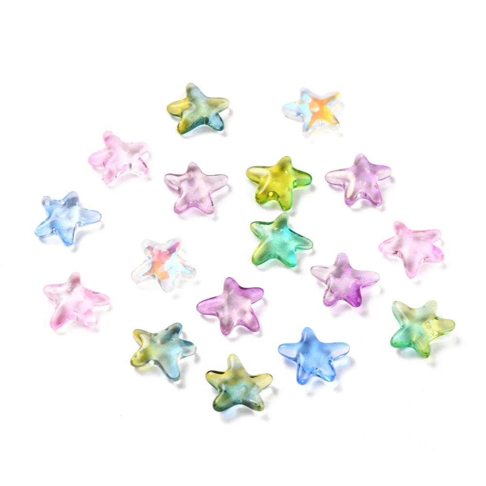 

200pcs Clear Starfish Charms Electroplate Glass Charms Mix Color for jewelry making DIY summer beach bracelet necklace decor