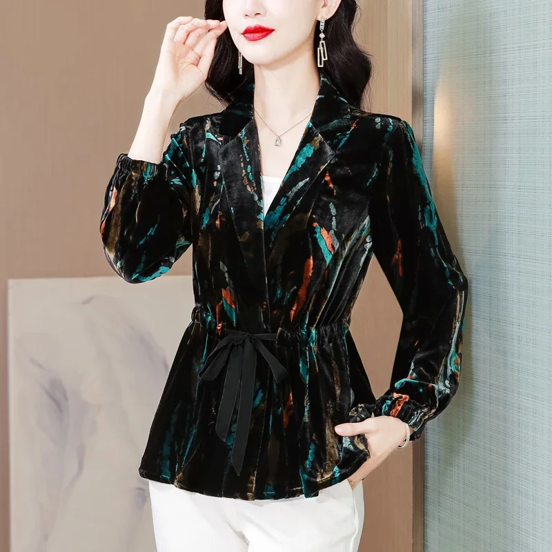 Легкий роскошный бархатный женский пиджак 2024 весна и осень новая мода красочный
