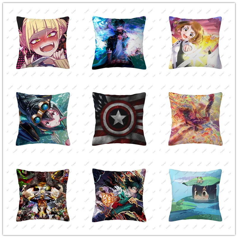 

Hot Japan Cartoon My Hero Academia Captain Shield Printed Cushion Cover Cartoon Throw Pillowcase Sofa Car Decoration Pillow Case