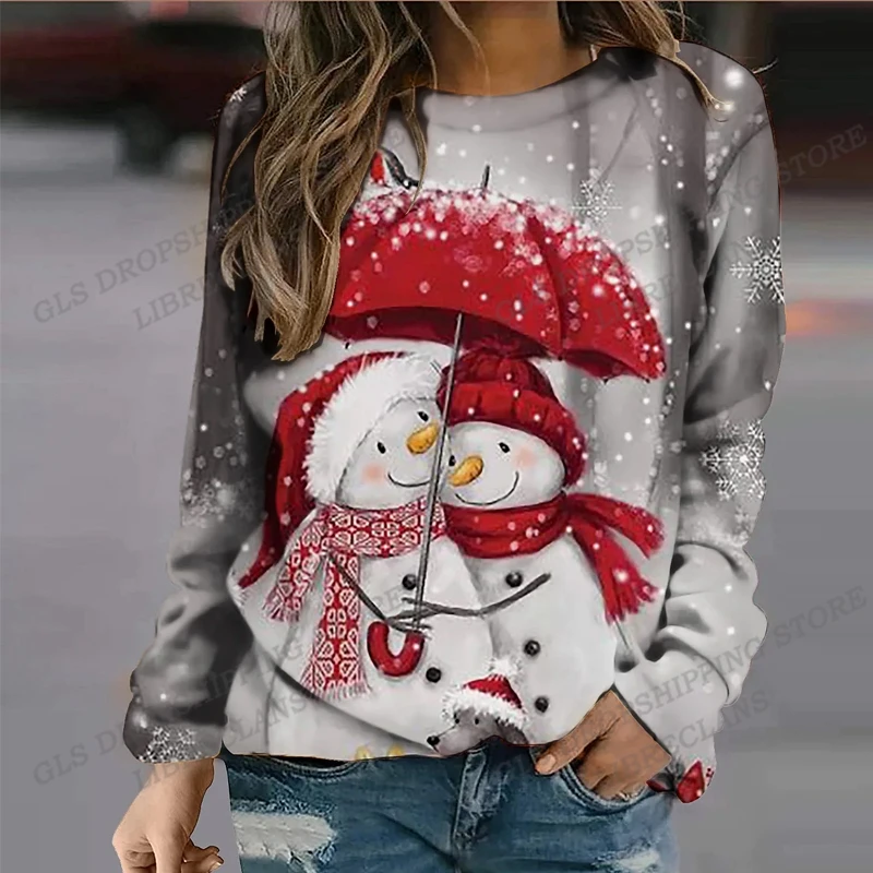 

Женская толстовка с капюшоном и принтом снеговика, с длинным рукавом