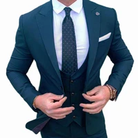 blazer sets slim fit mens suits for groom wedding peaked lapel tuxedo 3 pcs jacket vest pants formal business blazer masculino