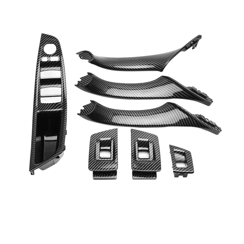 

7Pcs Car Driver Seat Front Left Armrest Interior Door Handle Trim Carbon Fiber Car Styling for BMW 5 Series F18