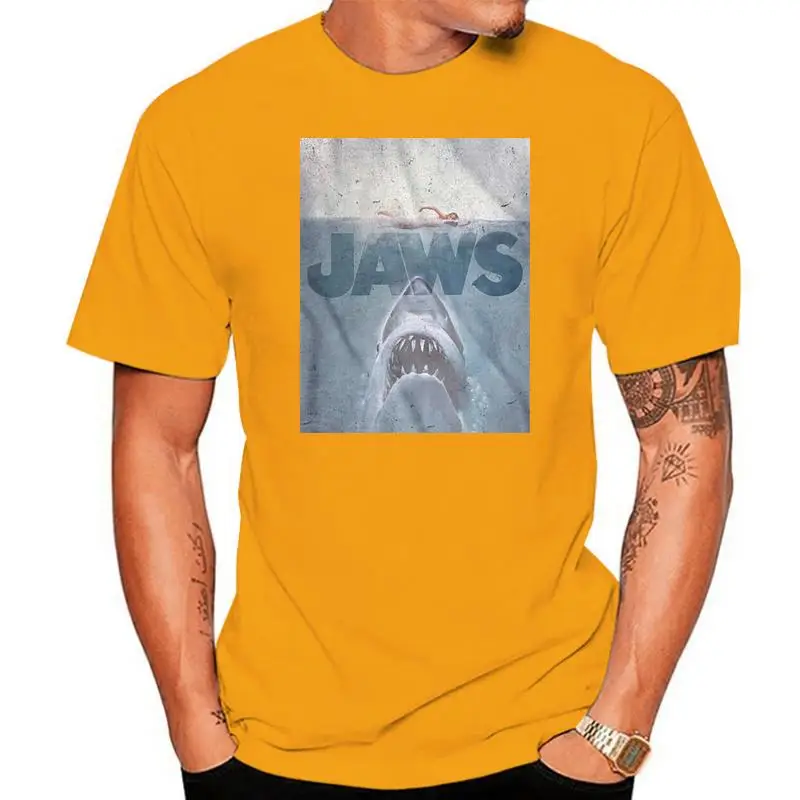 

Jaws Shark Attack Vintage Movie Poster Men'S T Shirt Spielberg Horror Attack Top Printing Apparel Tee Shirt