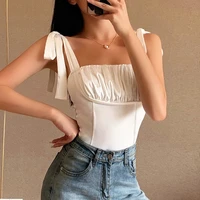 sexy backless bodycon camisole skinny elastic sexy tank top summer bodysuit club 2022 lace up sleeveless bodysuit women vest