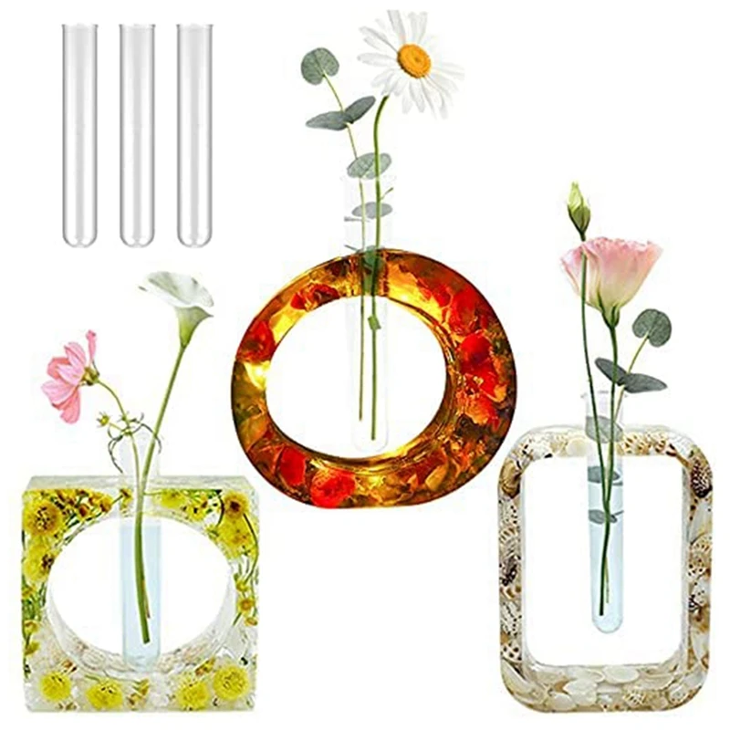 

Resin Vase Moulds Epoxy Vase Silicone Moulds Resin Casting Moulds With 3 Test Tubes For Home Office Desktop Decor