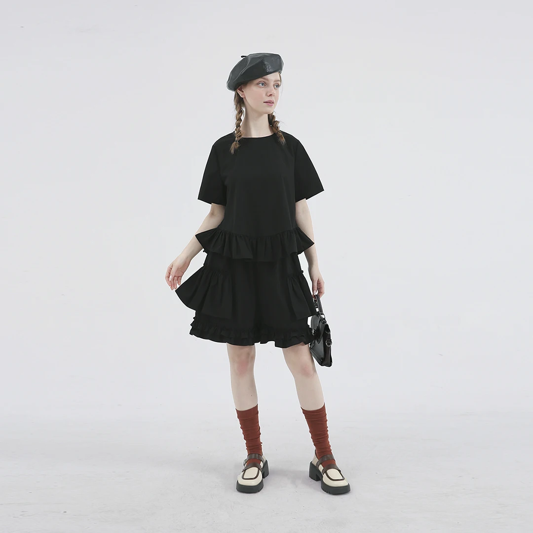 Leorlax Original Design 2023 New Solid Color Shorts Women Loose Casual Ruffled Straight Elastic Waist Pants Summer 22062