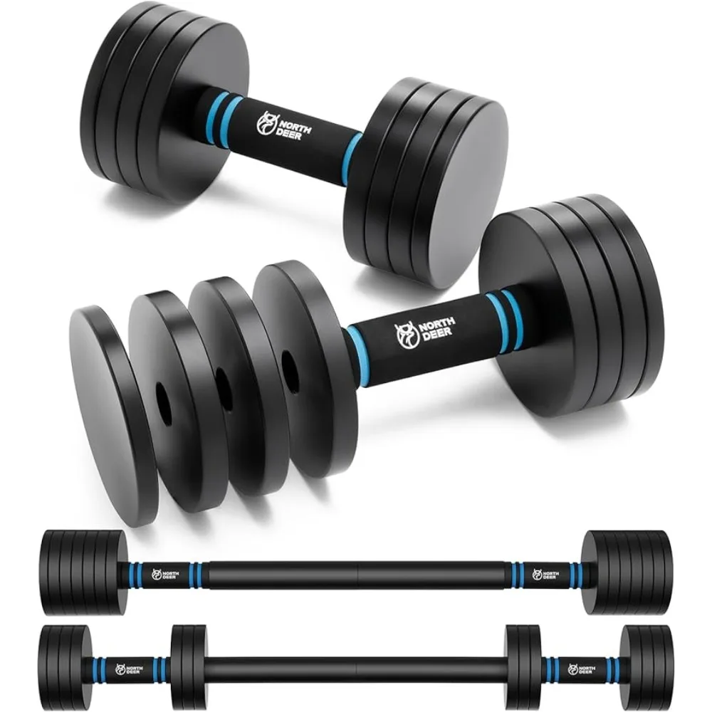 

Northdeer 2.0 Upgraded Adjustable Steel Dumbbells, 40Lbs Free Weight Set with Connector, 2 in 1 Dumbbell Barbell Set