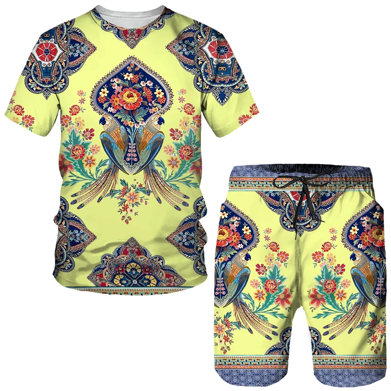 Summer New 3D Printed T-shirt/Shorts/Suit Men's And Women's Casual Short Sleeve Two-piece Retro Style Sports Suit Oversized Size