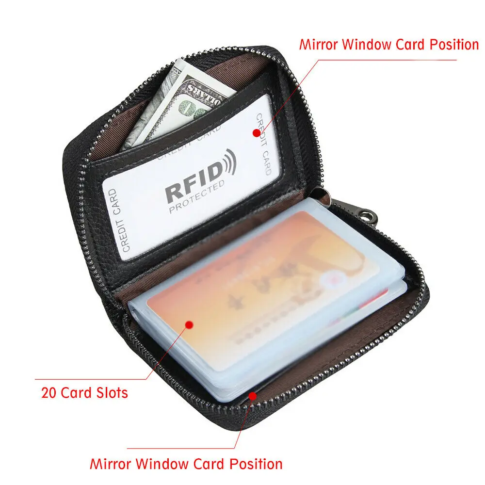 Women Anti-Theft Card Holder Organ Bag Men'S License ID Credit Bank Card Zipper Wallet Business Waterproof Storage Organizer