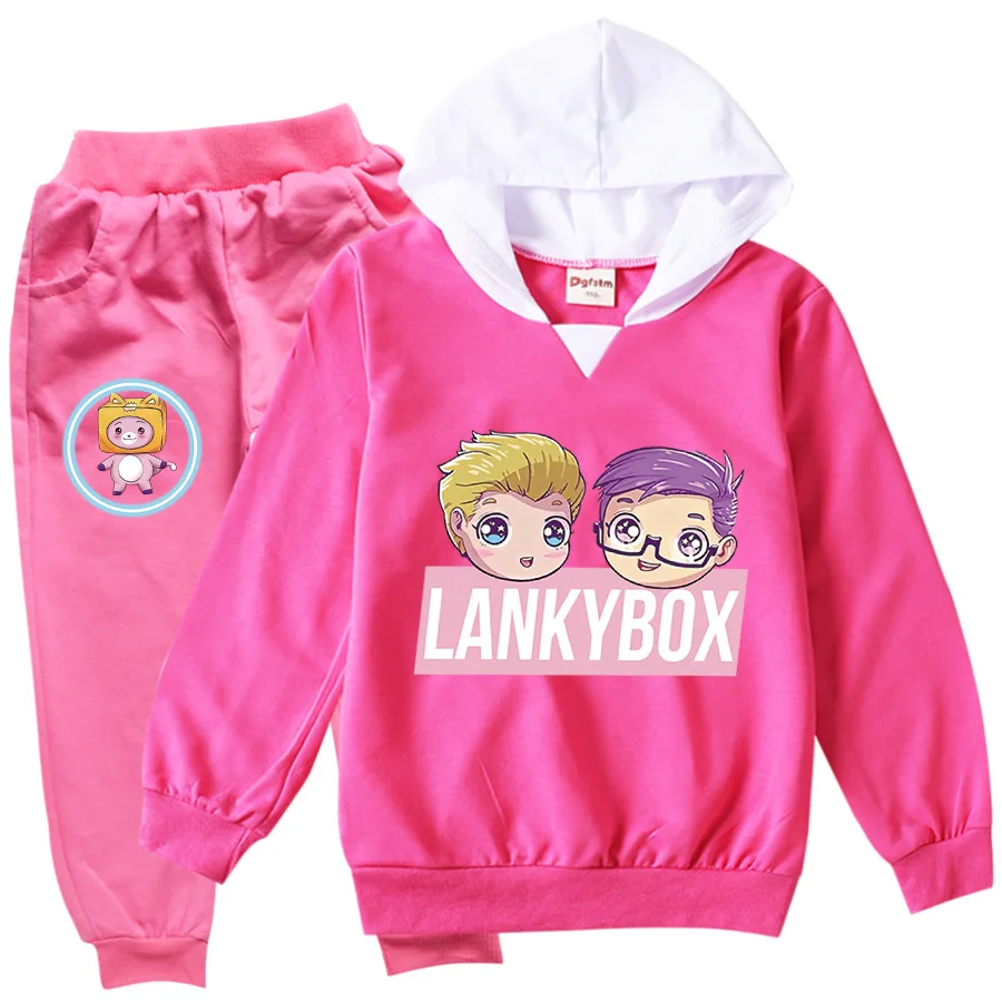 

Игровая одежда Lankybox, детские спортивные костюмы, комплекты одежды для маленьких мальчиков, Детские наряды на Хэллоуин, толстовка с капюшоно...