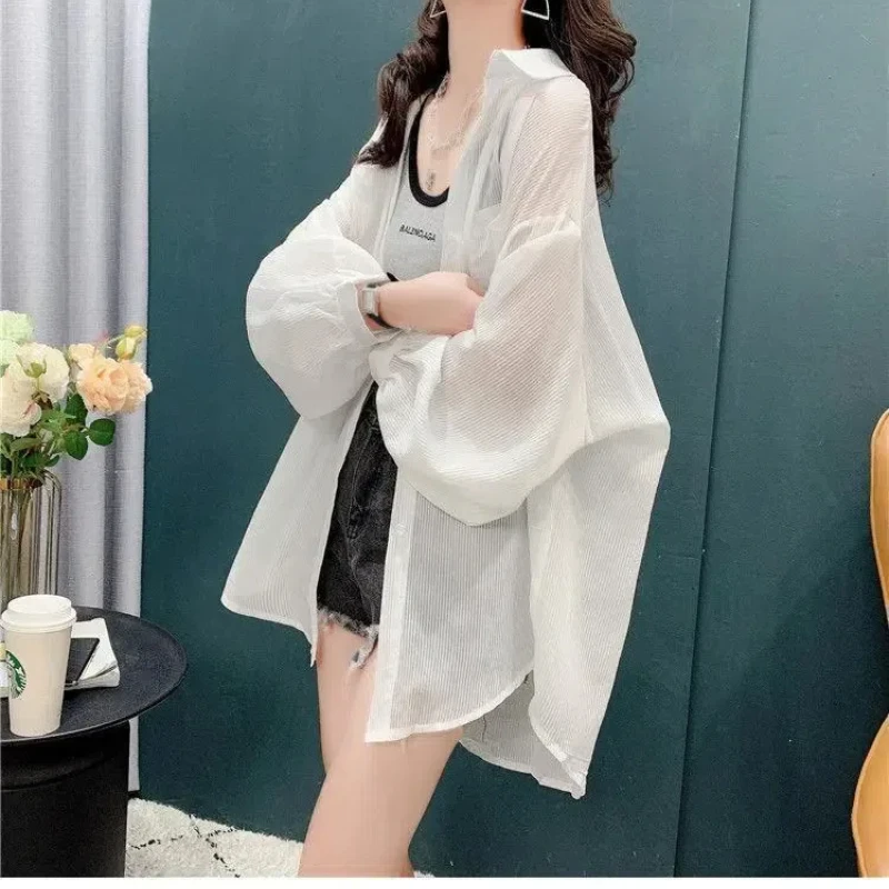 Свободная Тонкая блузка с длинным рукавом летняя новая Асимметричная