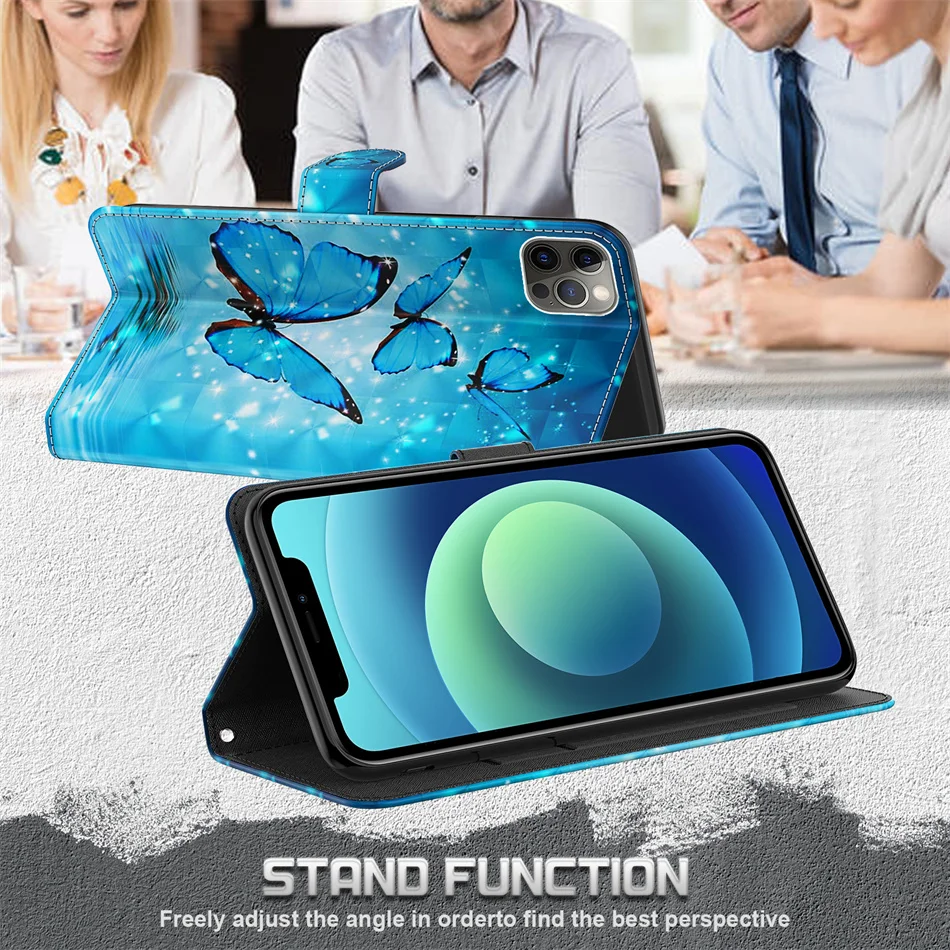 Фото Высококачественный чехол-флип для Apple iPhone 14 13 12 Mini 11 Pro X XR XS Max 7 8 6 6S Plus SE 2020 с милым дизайном кошки и тигра, с функцией кошелька №3
