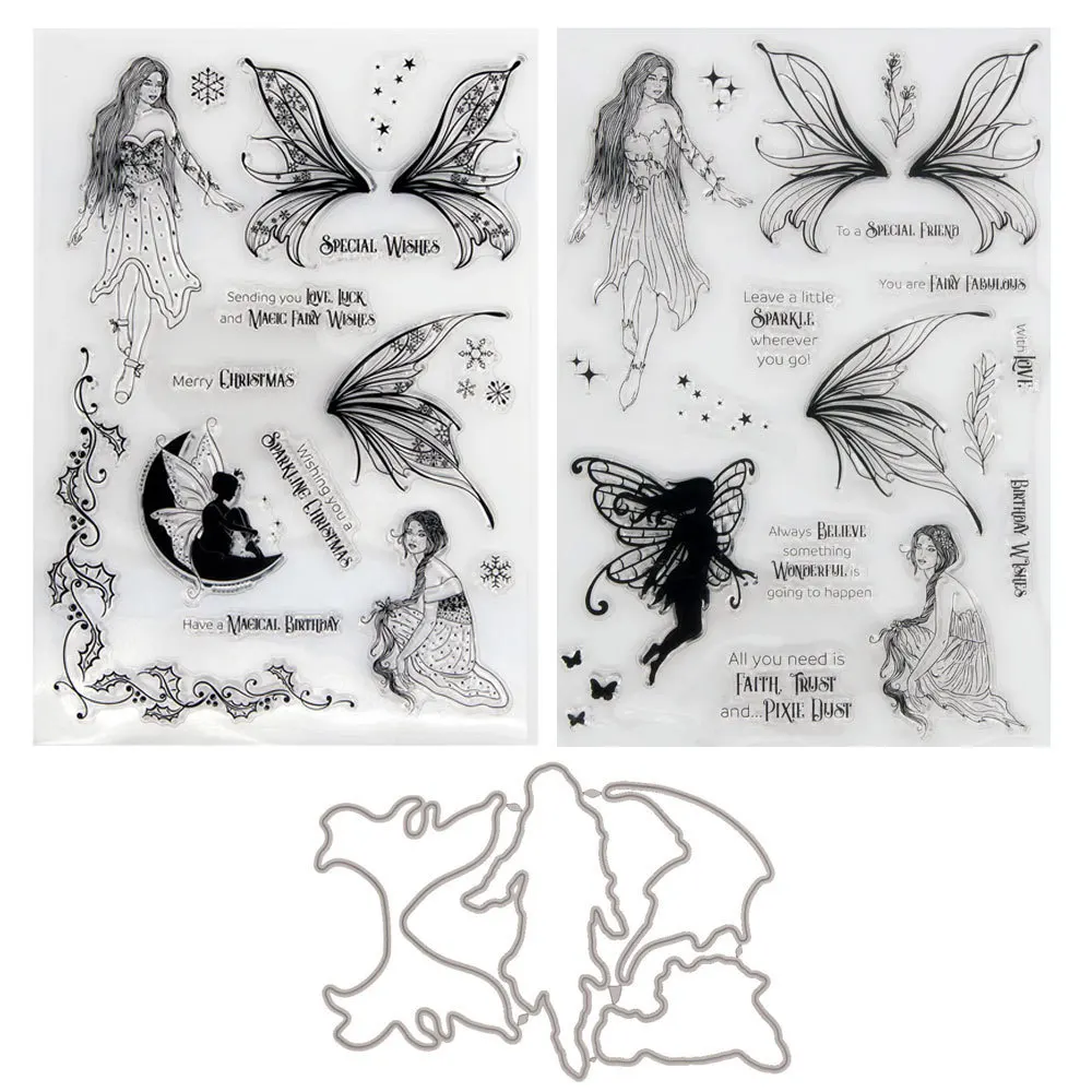 

Clear Stamps and Dies Cut Set, Silicone Stamp and Metal Cutting Dies Stencil for Card Making DIY Craft Scrapbooking T181213TC