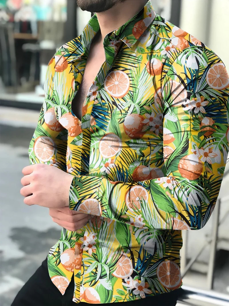 

Camisas Florales De Manga Larga De Otoño De 2021 Para Hombres Camisas Estampadas Con Flores De Corte Delgado Para Hombres Cam