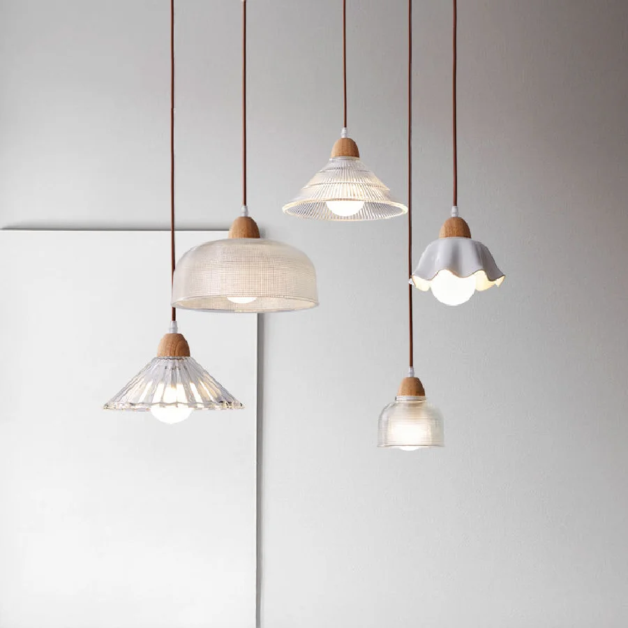 

Log style dining room small chandelier modern minimalist bedroom bedside Nordic glass chandelier dining table lamps