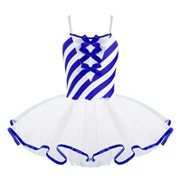 kids girls christmas dress princess tutu dancewear sleeveless bowknot stripes mesh ballet dress wedding evening party dress