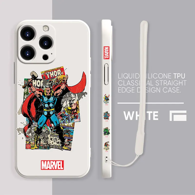 

Phone Marvel Paper Poster Thor Cell Cell Liquid Cover Case for iPhone 13 12 11 Pro Max XR SE 7 8 Plus XS iphone12 X Silicone