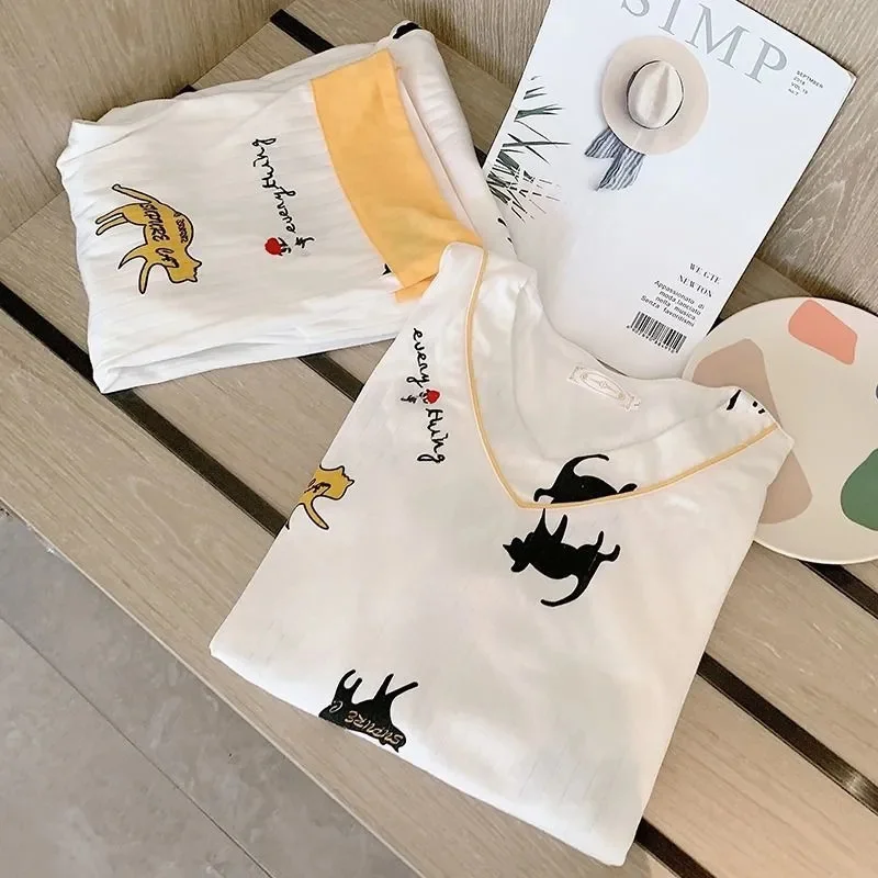 Пижама женская весна-лето 2023 новый тонкий хлопковый пижамный комплект с длинным