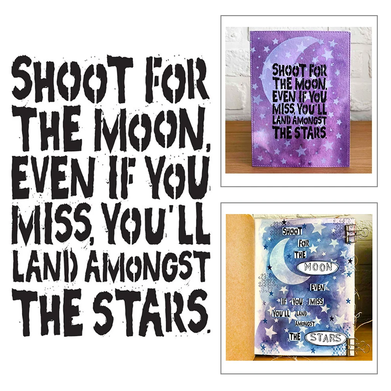 

2022 New Retro English Words Shoot For The Moon Clear Stamps For Making Paper Greeting Card Scrapbooking No Metal Cutting Dies