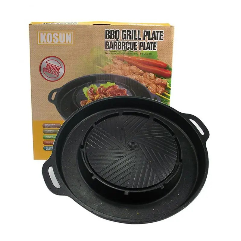 

Non Stick Aluminum Alloy Round BBQ Grill Pans Hotpot Smokeless Electric Barbecue Grill Hotpot Korean Shabu Kitchen Cooking Tools