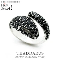 open end black snake ringeurope style glam fine jewerly for women gift in 925 sterling silver