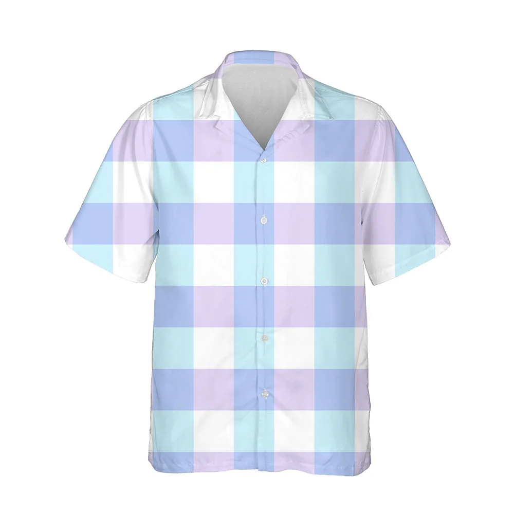 Jumeast New 3D Men's Clothing Casual Plaid Shirts For Men Casual Mens Hawaiian Shirt Short Sleeve Oversized Streetwear Blouses