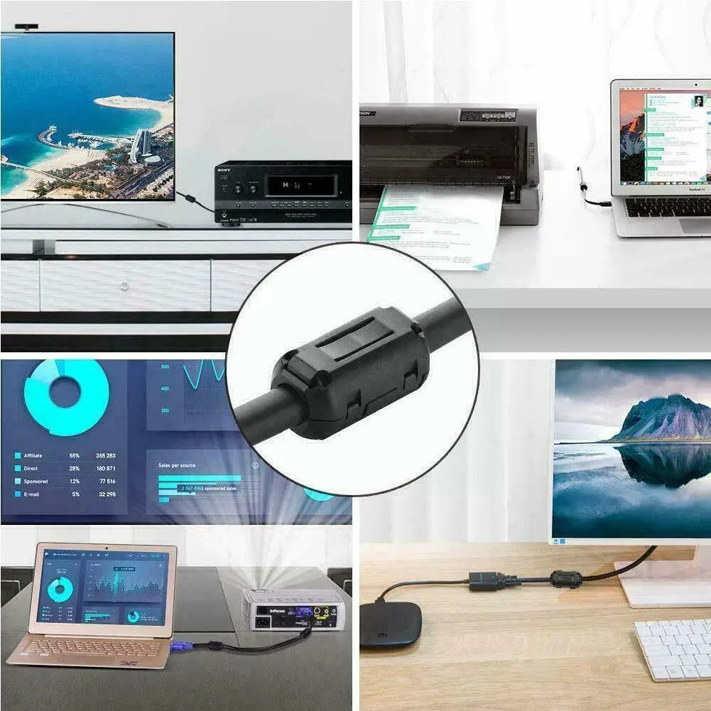 

2pcs 3mm 5mm 7mm 9mm 13mm Clip-on Ferrite Ring Core Noise Suppressor For Emi Rfi Clip Cable Active Components Filters C4t6