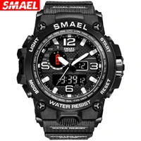 sports watches for men smael top luxury brand military waterproof watches big dial dual display led digital sport wristwatch