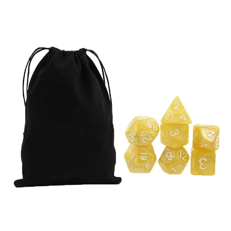 Polyhedral 7-die набор резных костей с сумкой для хранения D4 D6 D8 D10 D % D12 D20 игры в РПГ DND GXMF |