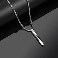 fashion simple jewelry trendy necklace pendant stainless steel chain rectangle