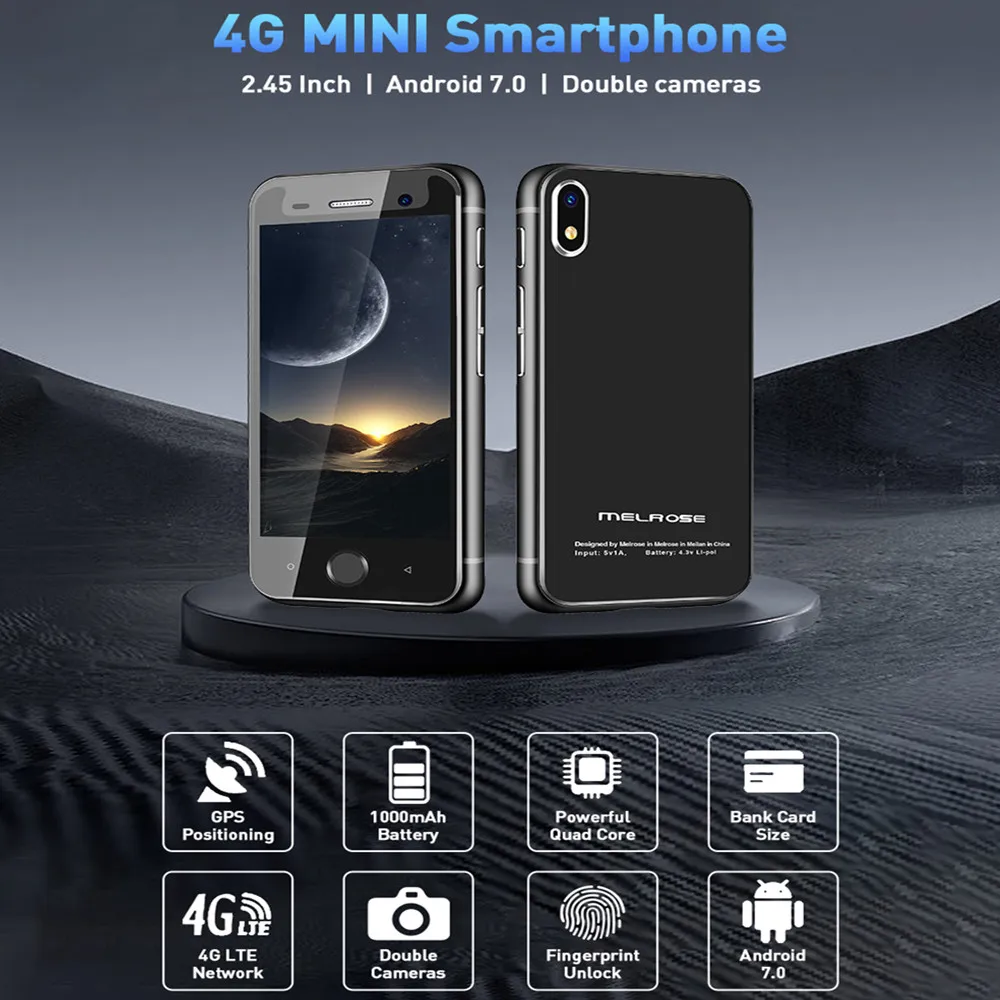 Melrose S9 4G Android 7.0 Mini Smartphones Quad Core 1G RAM 8GB ROM 2.45 Inch Small Phone 1000mAh 5MP Camera Mobile Phone