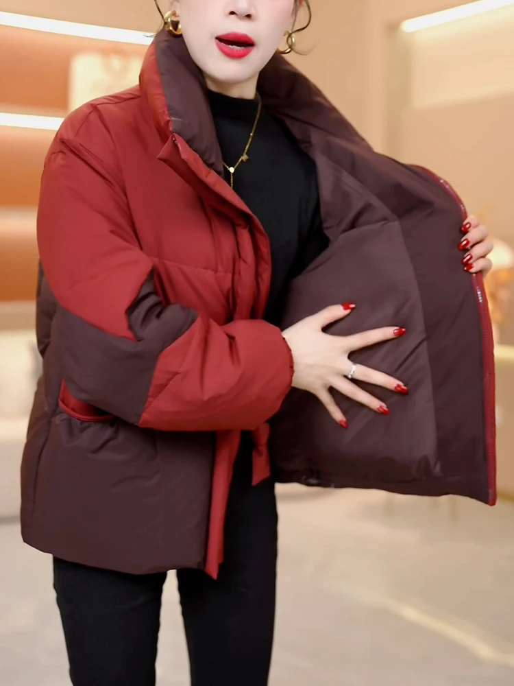 Высококачественная свободная теплая куртка с воротником-стойкой женская зимняя