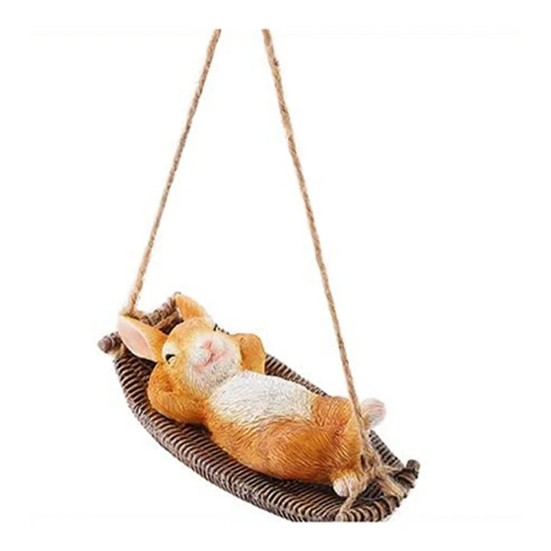 

Hanging Rabbit Statues Outdoor,Cute Funny Rabbit Animal Statues Figurines,Swing Bunny For Lawn Patio Yard Decoration