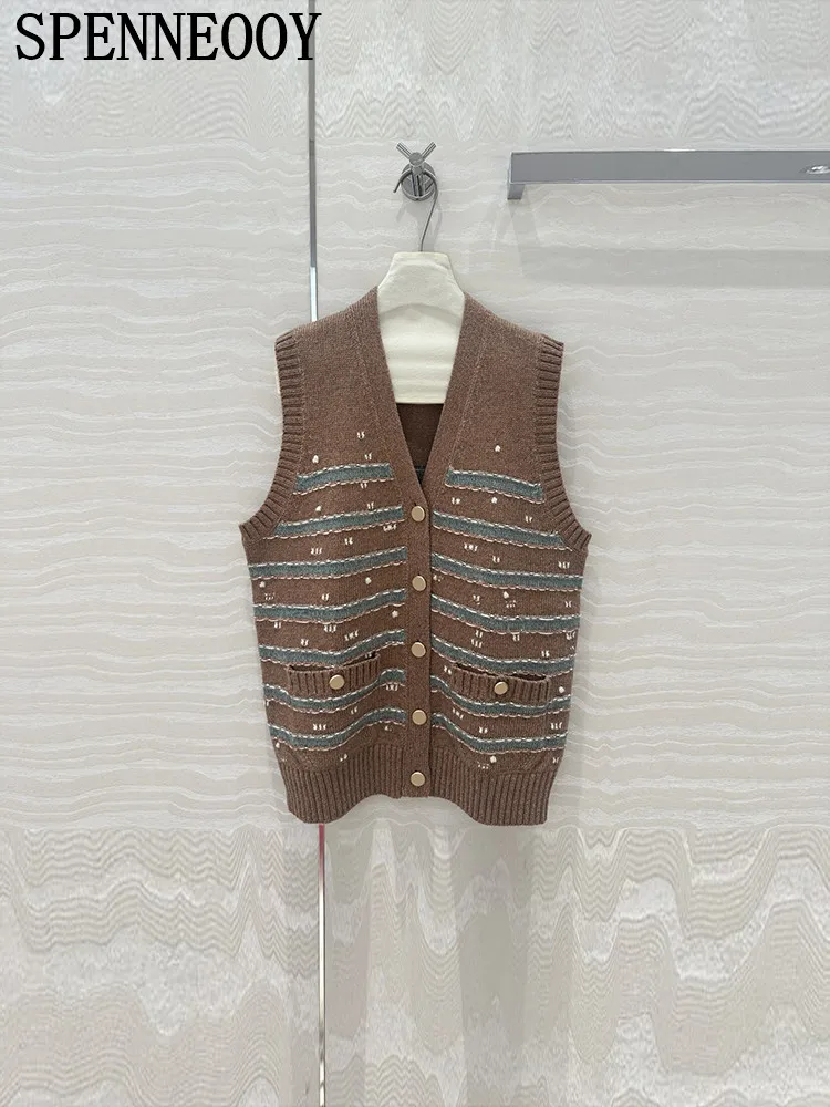 SPENNEOOY модный подиум весна-лето винтажный полосатый кардиган женские однобортные