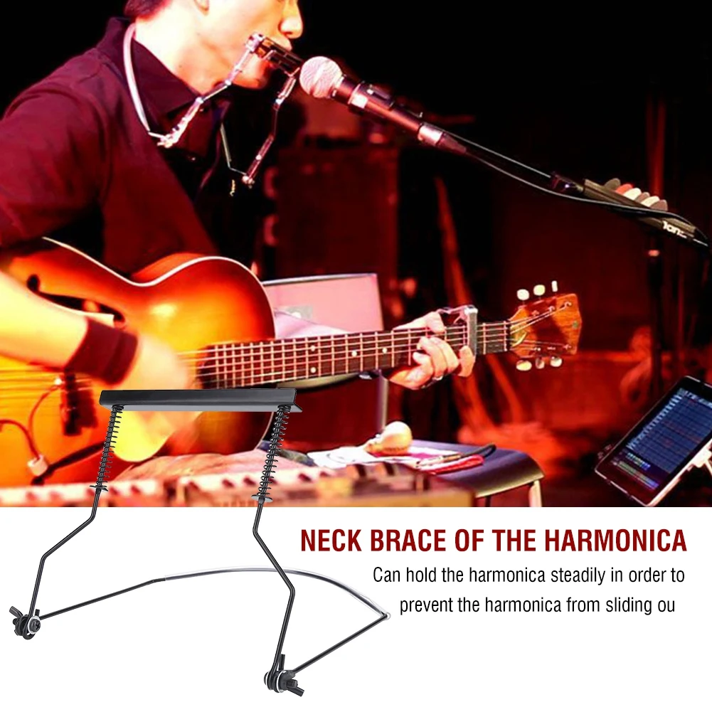 

Durable Adjustable Metal 10 Holes Harmonica Neck Holder Rack Support Accessory