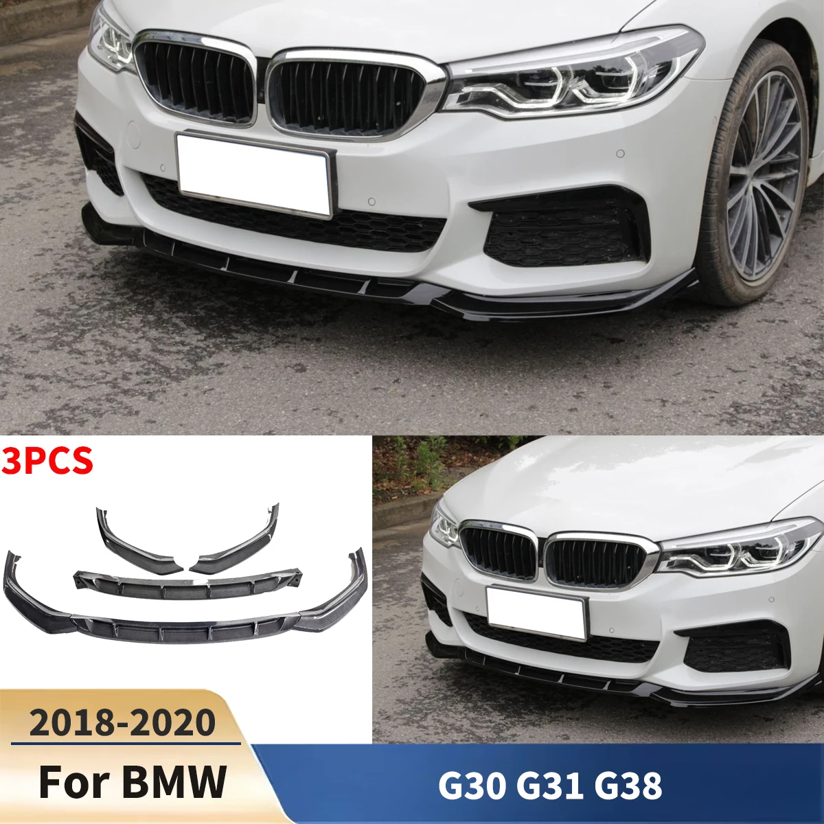 

Для BMW G30 G31 G38 520i 530i 540i 530e 2018-2020 3 шт. MP стиль передний бампер сплиттер губ тюнинг обвес комплект модификация экстерьера