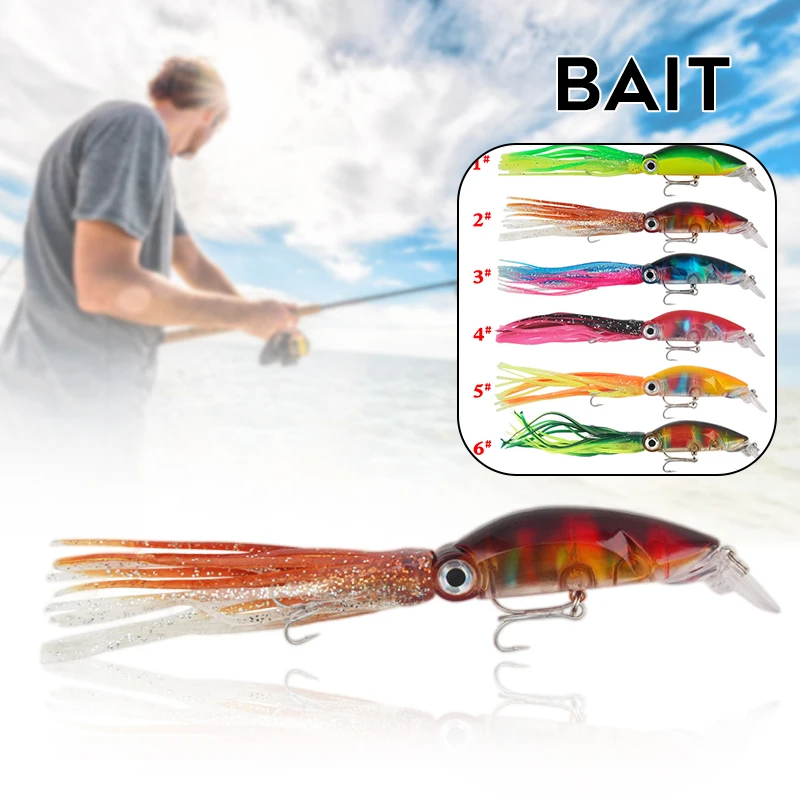 

18cm Artificial Fishing Lure 6 Colors 17.6g ABS Fishing Bait With Hook Life-Like Squid Bait for Saltwater Freshwater XR-Hot