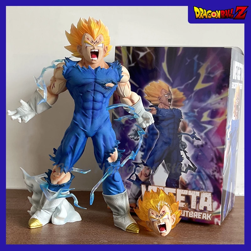 

Dragon Ball Z Majin Vegeta Figure 26cm Self Destruction Anime Figures LED Head PVC Figurine Statue Model Decoration Toys Gift