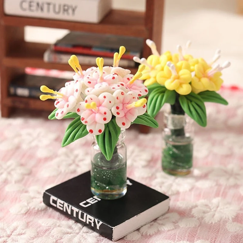 

1 шт., стеклянная бутылка, масштабная модель, украшение 1:12, ваза для кукольного домика, Цветочная ваза, имитация моделей, поделки для домашнего декора