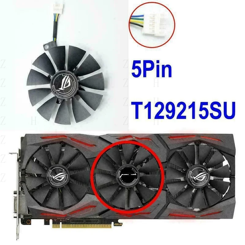 Фото Вентилятор-кулер H для ASUS Strix GTX 1060 OC 1070 1080 GTX 1080Ti RX 480 T129215SU 87 мм №3